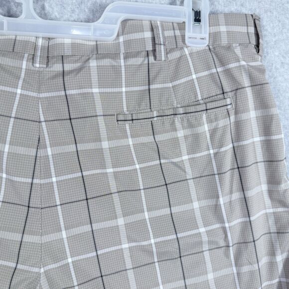 PGA Tour Shorts Mens 38 Tan Plaid Golf Shorts Pro Series 10” Inseam Lightweight - Picture 7 of 11